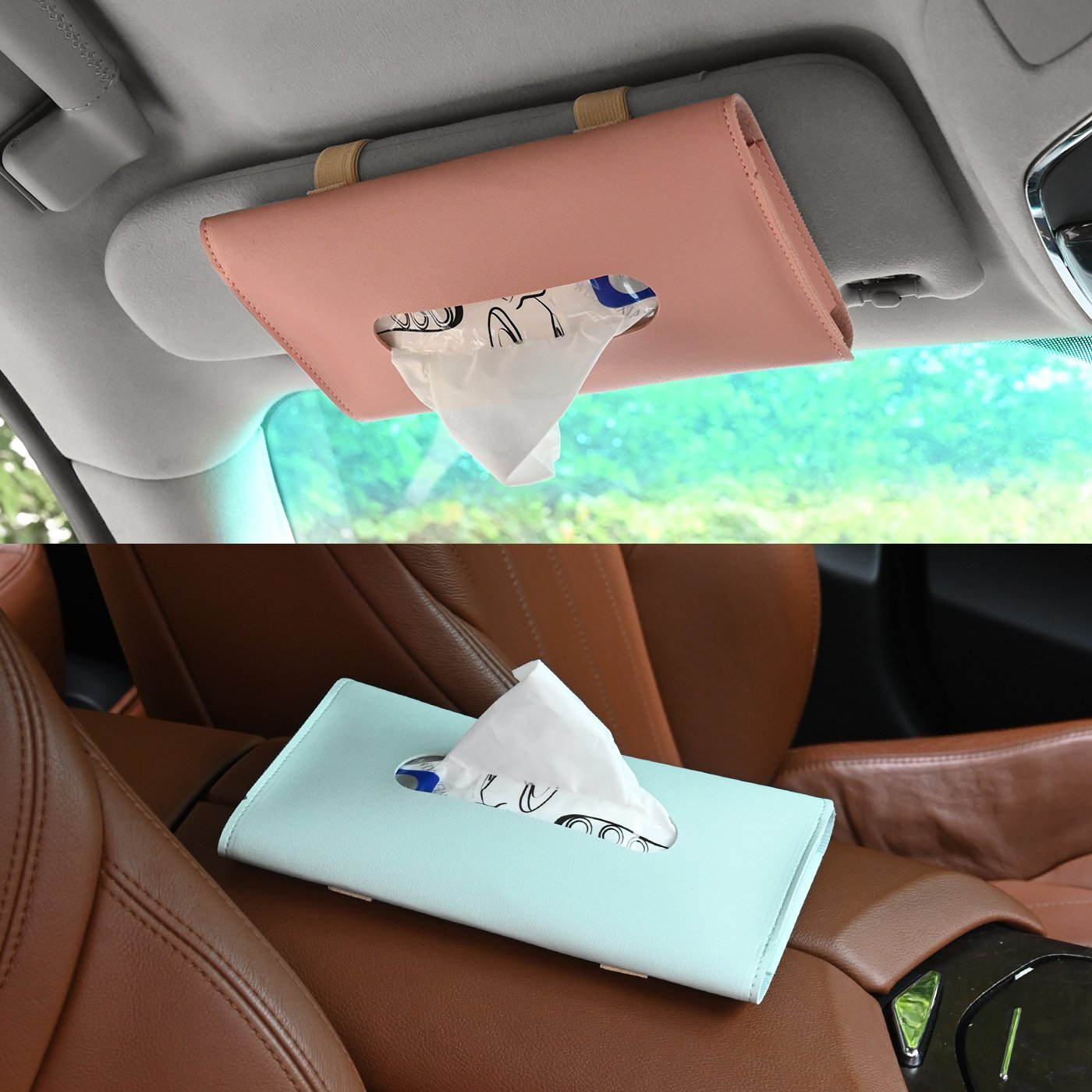 Factory Wholesale Cheap Price High Quality PU Leather Car Sun Visor Masked Holder for Car Sun Visor Tissue Holder