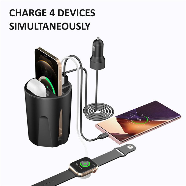 15W Wireless Fast Charging Car Charger Cup For iPhone 15 14 13 12 11 Pro Max SamSung S21/S20/Note 10 Plus/Note 9 Car Cup Holder