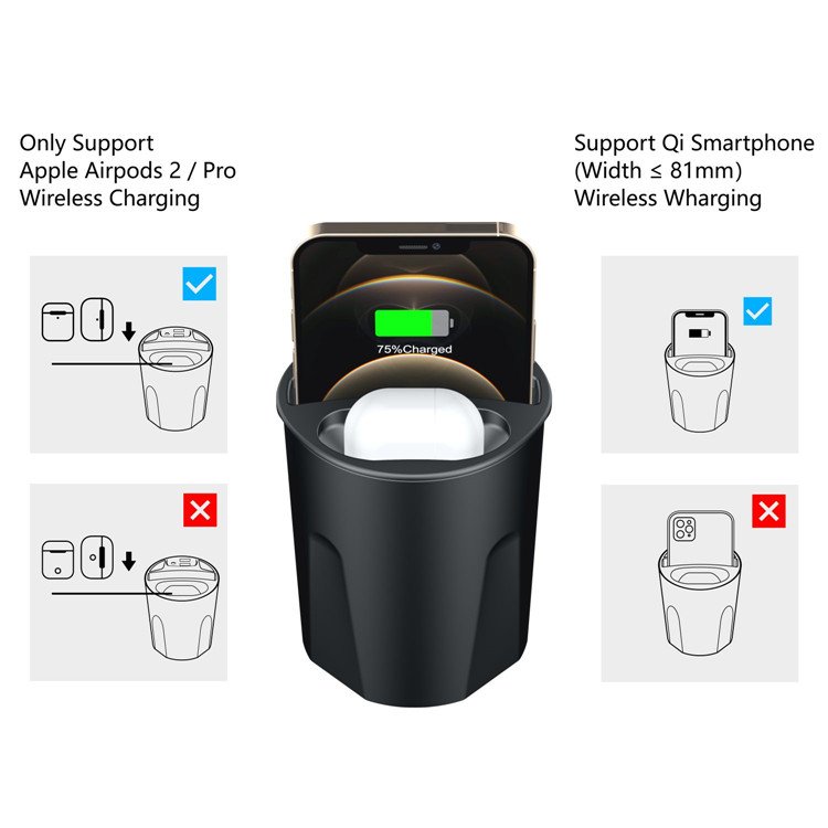 15W Wireless Fast Charging Car Charger Cup For iPhone 15 14 13 12 11 Pro Max SamSung S21/S20/Note 10 Plus/Note 9 Car Cup Holder