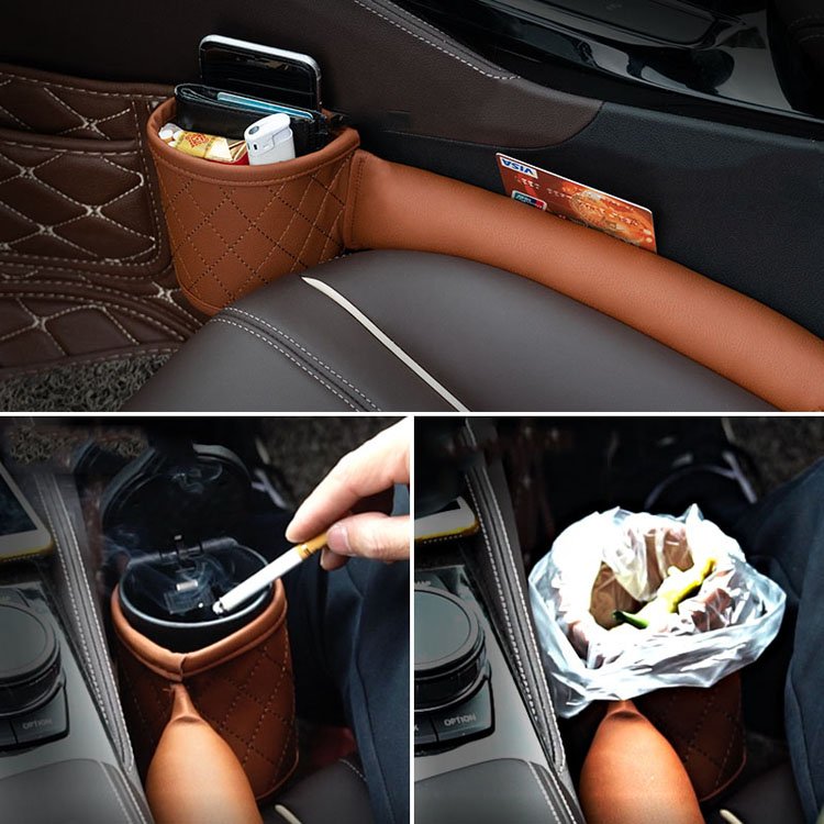 Multifunction Car Seat Gap Filler Pockets Leather Pad Phone Cards Holder Custom Logo Organizer