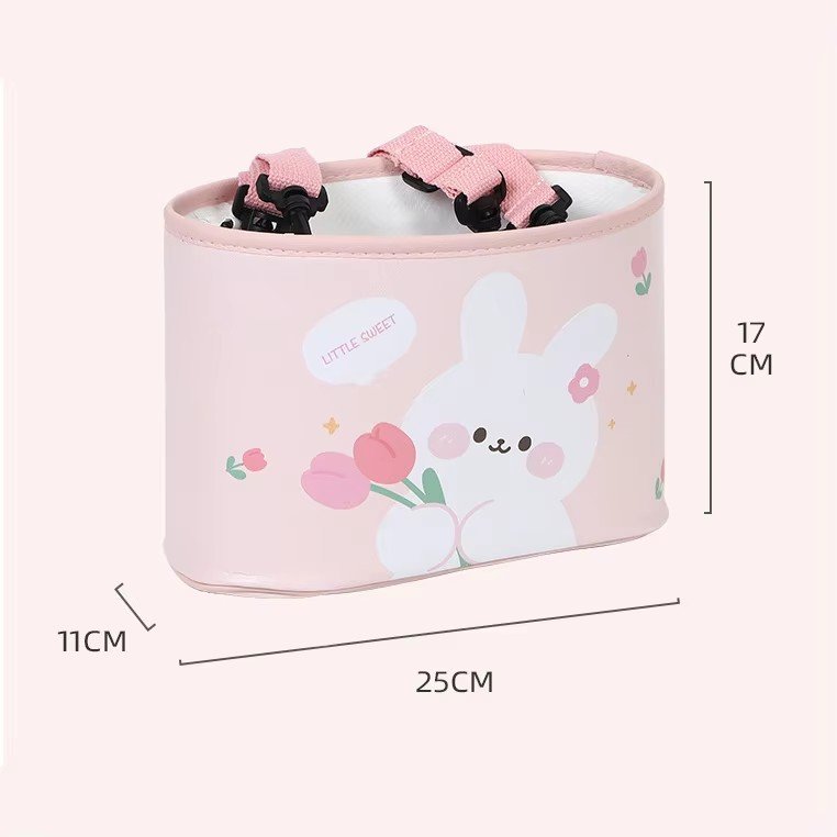 2025 Cartoon bear car mounted storage box Leather printing storage bucket Multi-functional car storage box