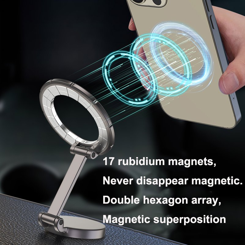 Luxury Zinc Alloy Car Phone Holder Strong Magnetic Foldable Desktop Holder For Mobile Phone 180 Degree Rotation Car Holder