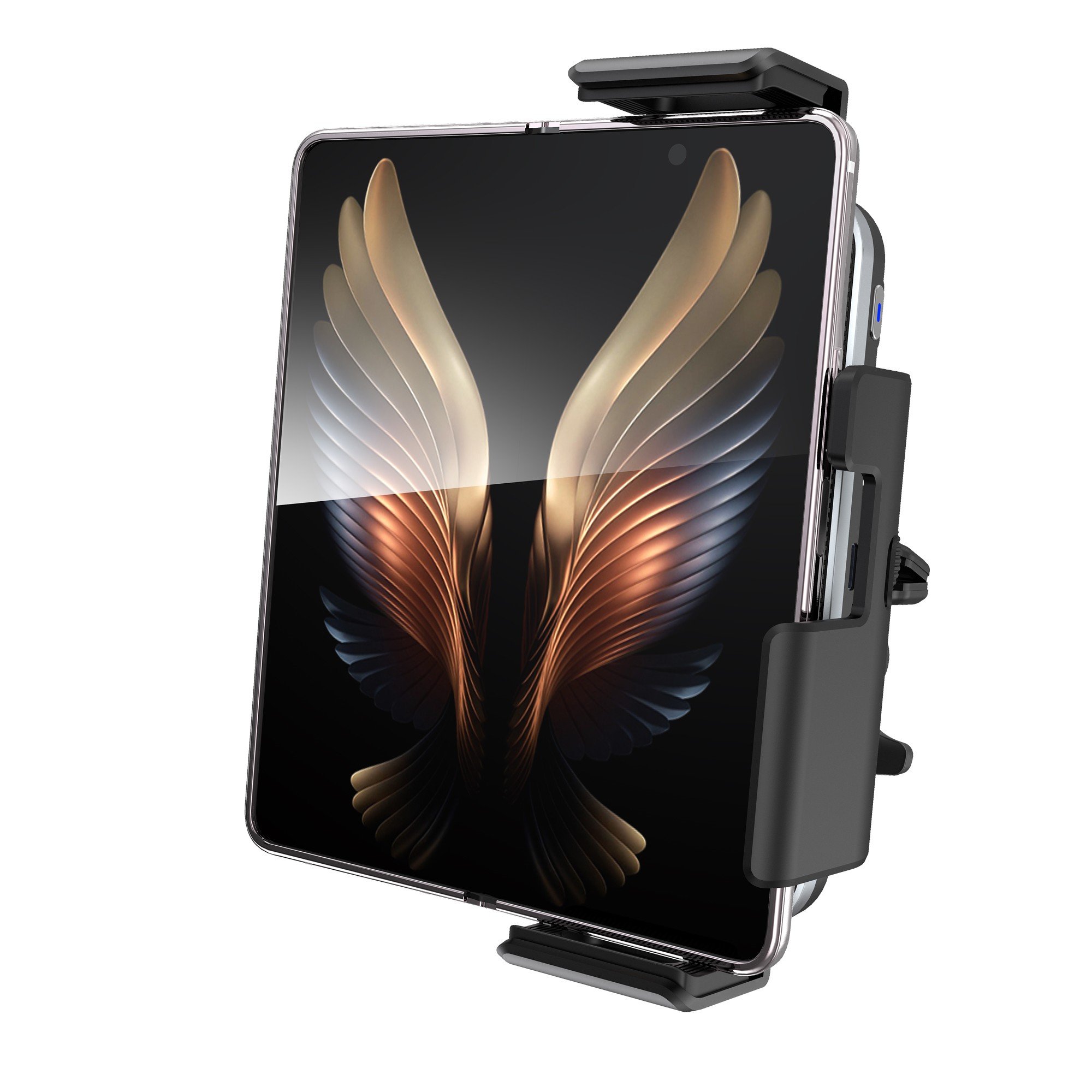 2 Coils Fast Wireless Car Charger Holder For Samsung Z Fold , Auto Rotation Wireless Car Charger