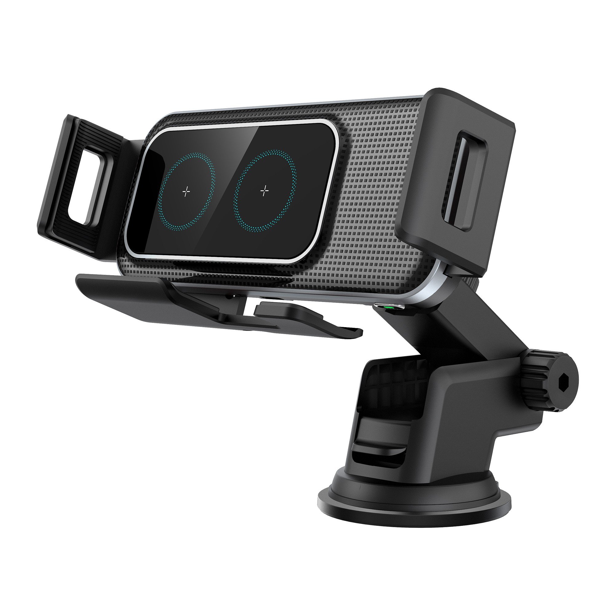 2 Coils Fast Wireless Car Charger Holder For Samsung Z Fold , Auto Rotation Wireless Car Charger