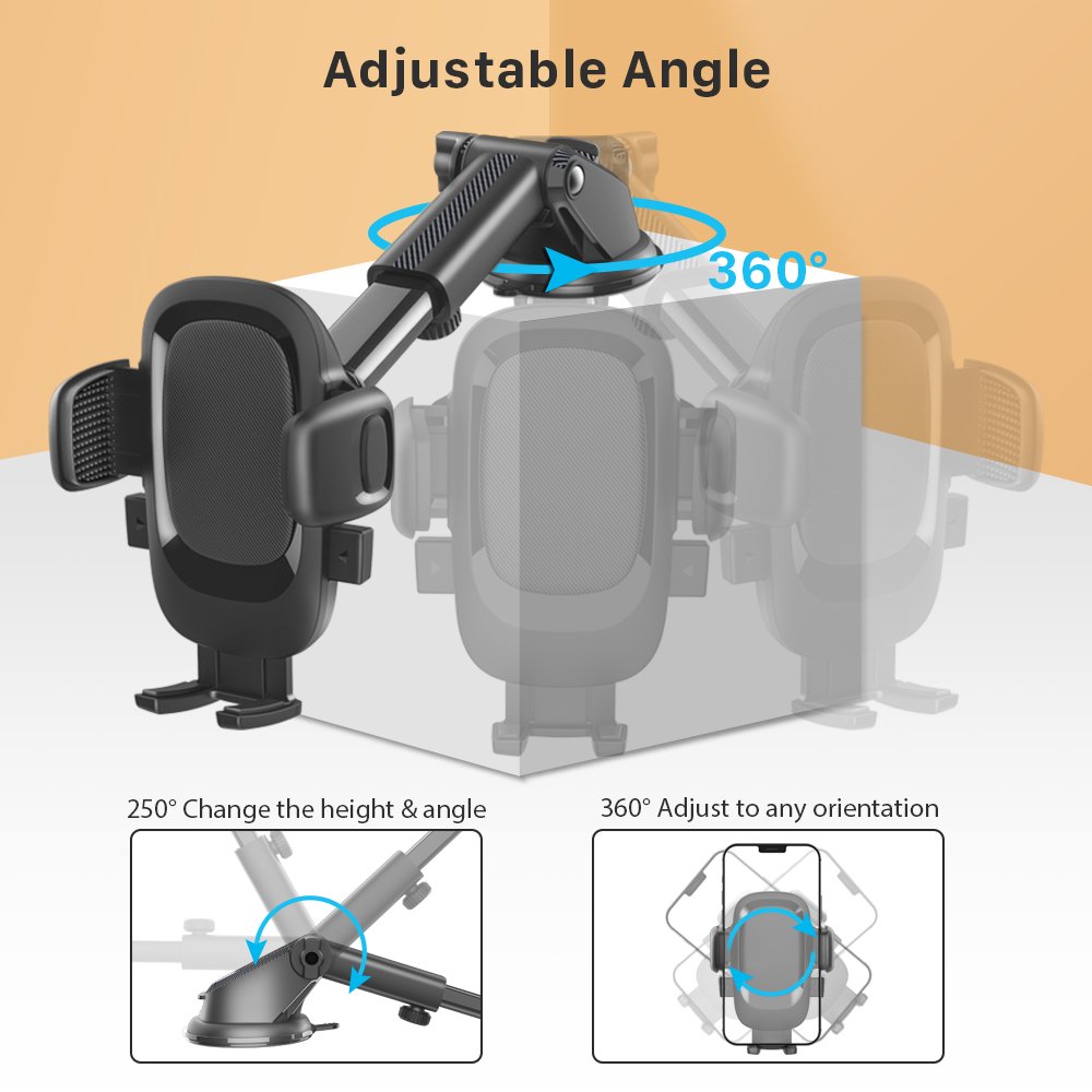 Taiworld Windshield Universal Car Mount Phone Holder 360 Degree Rotation Retractable Mounting For Dashboard Car Phone Stand