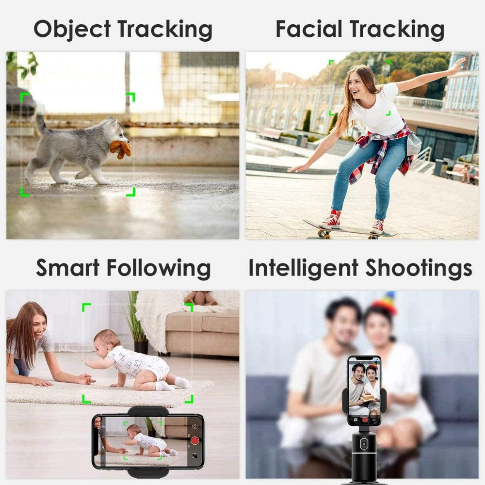 Auto Face Tracking Phone Holder 360 Rotation Face Body Phone Tracking Smart Shooting Camera Mount for Live Vlog Streaming Video