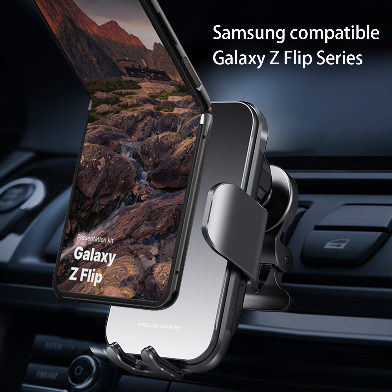 2024 New Wireless Car Charger 15 W Charging Auto-Alignment Auto-Clamping Car Phone Holder Mount iPhoneSamsung Galaxy