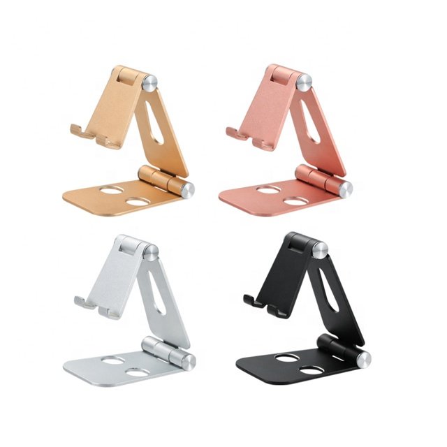 2024 New design adjustable aluminum Alloy Desk Mobile Phone Holder, Foldable table metal phone stand holder