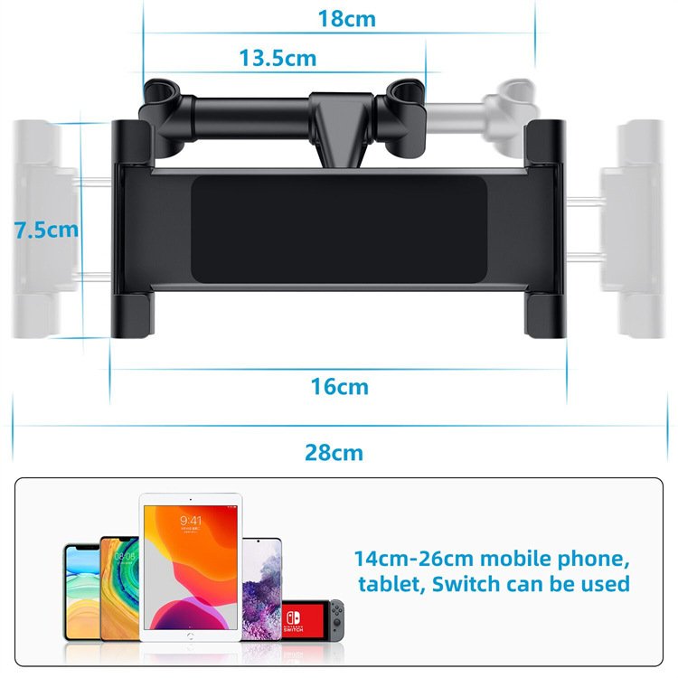 Hot Sale 360 Degree Rotating Tablet Stand Car Pillow Mobile Phone Holder Back Seat Headrest Mount Bracket for Ipad