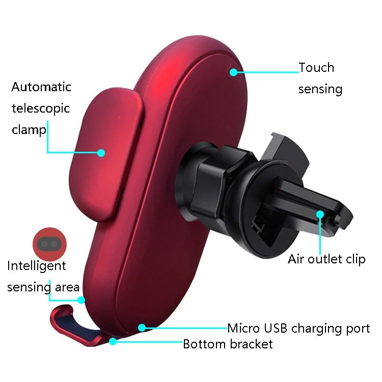 Custom Logo Auto Air Vent Car Phone Holder 10W 15W Fast Charging Intelligent Scaling LED Light Car Wireless Charger