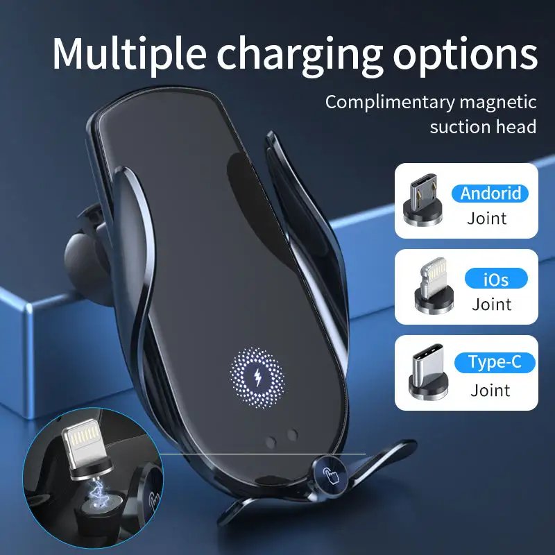 3 in 1 Car Wireless Charger Phone Holder Qi 15W Fast Charging Mount Auto-sensing Stand Charger With 3 magnetic suction interface