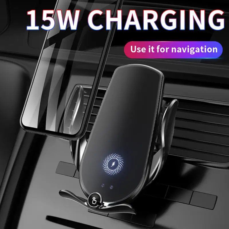 3 in 1 Car Wireless Charger Phone Holder Qi 15W Fast Charging Mount Auto-sensing Stand Charger With 3 magnetic suction interface