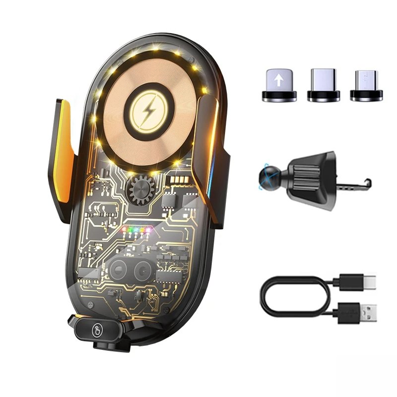 New Fast Charging 66W Car Holder Auto Sensor Portable Phone Wireless Charger Car Mount