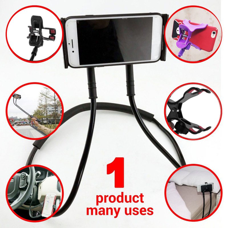 Flexible Lazy Neck Mobile Phone Holder Hanging Necklace Bracket Bed 360 Degree Smart Phones Selfie Holder Stand For Phone Pad