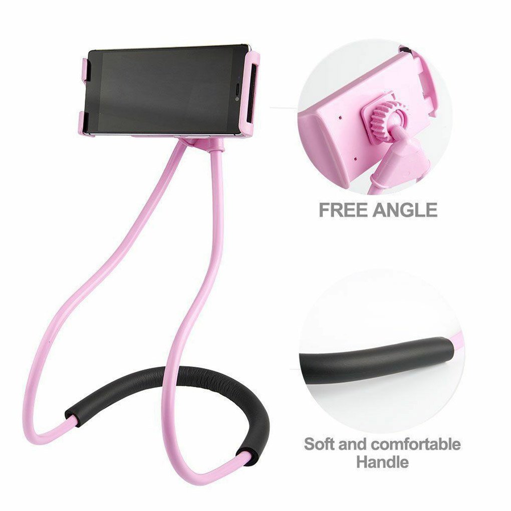 Flexible Lazy Neck Mobile Phone Holder Hanging Necklace Bracket Bed 360 Degree Smart Phones Selfie Holder Stand For Phone Pad