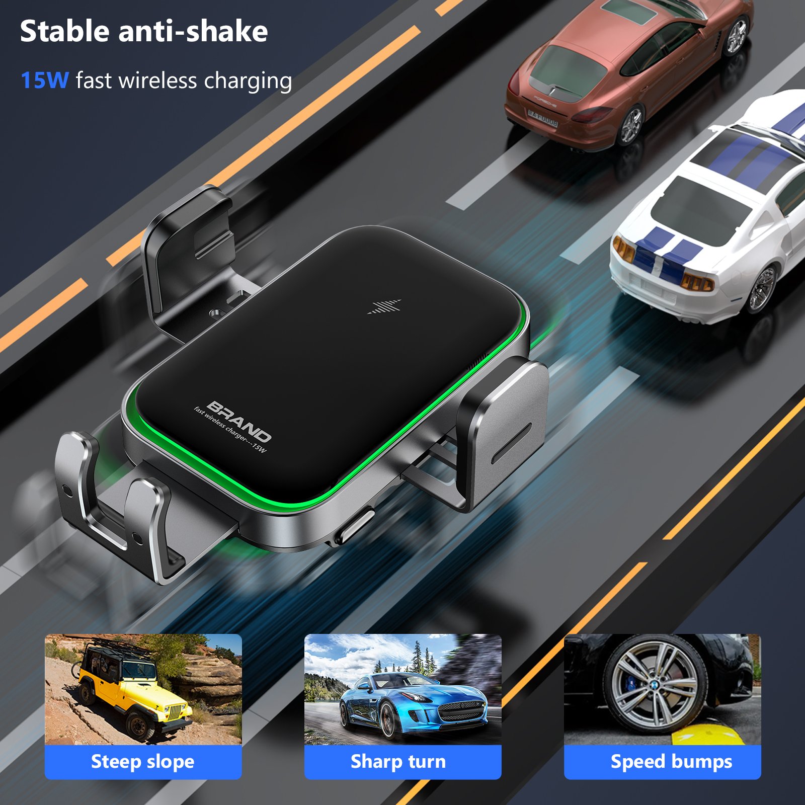 2024 Electronics Accessories 15w Smart Phone Holder Air Vent Car Mount Wireless Charger