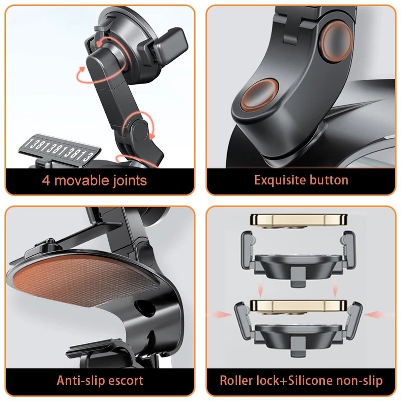 New 360 rotation Car Phone dashboard Holders for Car mobile Phone dashboard mount cellphone Compatible HUD stand bracket