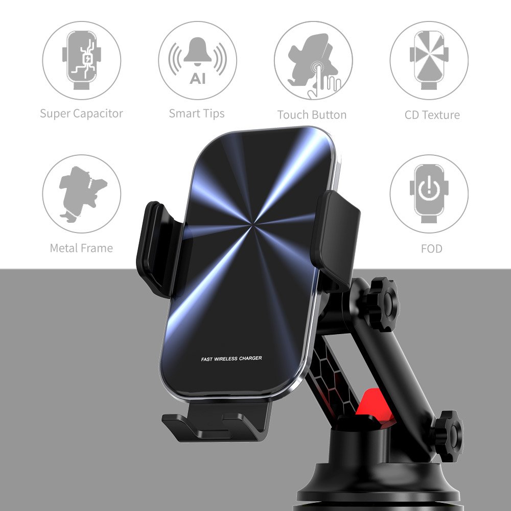 TKT 2024 Auto Clamping Car Holder CE FCC Smart Sensor Qi Type C plug 3-in-1 Fast Charging 15W USB for Mobile Phone Wholesale