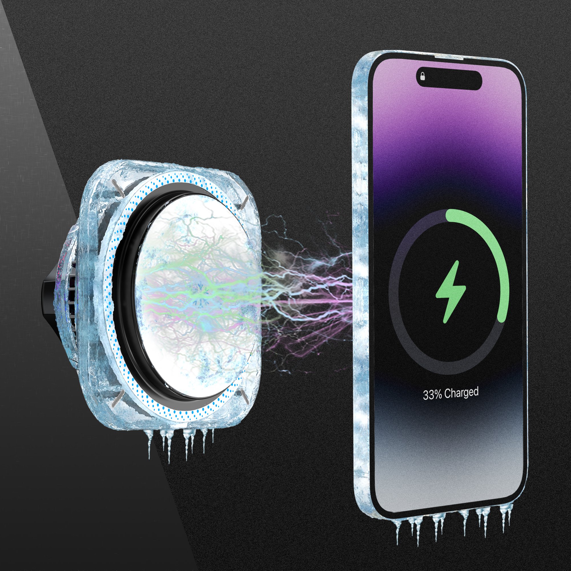New arrival Cooling fan Wireless Car charger with RGB light Automatic Holder Electric refrigeration charger Car Holder
