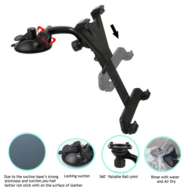 Mobile Accessories 2024 Car Phone Holder Black Suction Cup 360 Degree Rotation Car Mount Tablet Holder