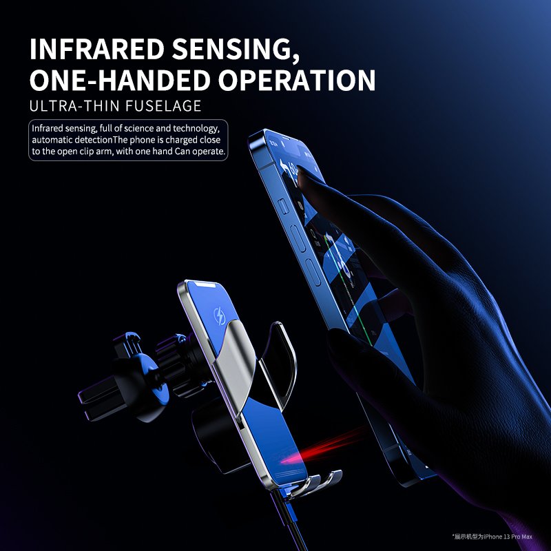 Best Selling 2024 Car Wireless Charger Ultra Thin Automatic Locking Infrared Sensing One handed Operation Stable Phone holder Qi