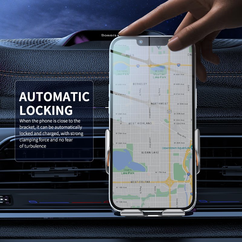 Best Selling 2024 Car Wireless Charger Ultra Thin Automatic Locking Infrared Sensing One handed Operation Stable Phone holder Qi