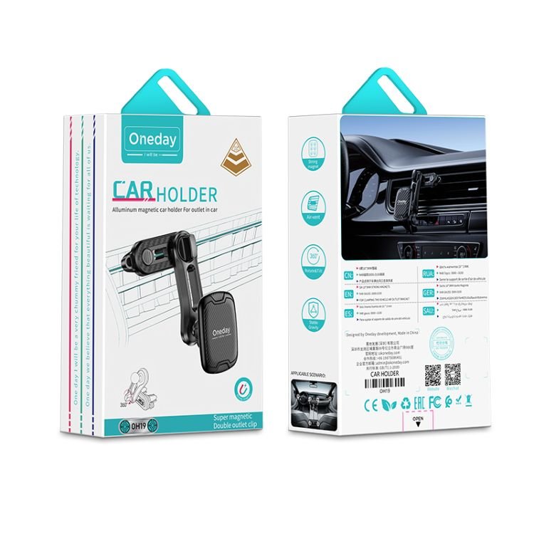 China Supplier Oneday OH19 360° rotation car holder For outlet in car phone bracket with hook air conditioning outlet triangle