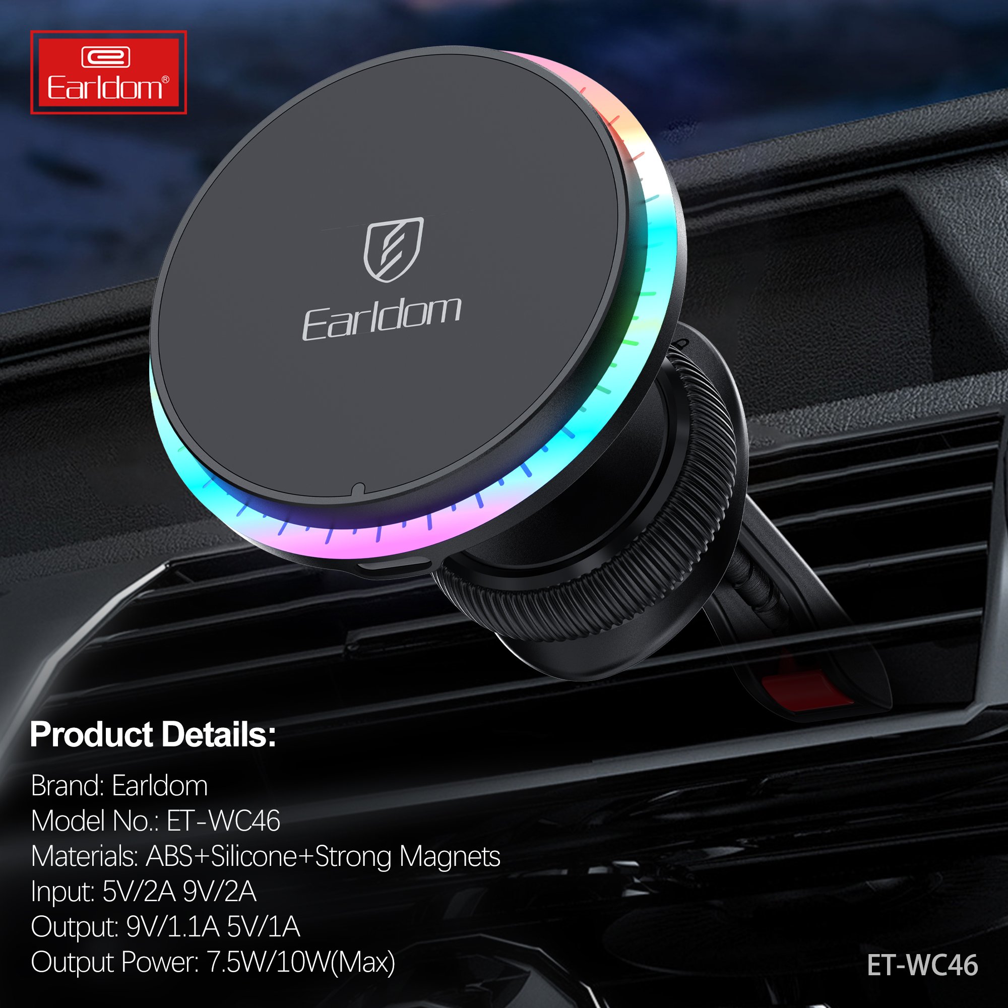 Earldom Wireless Charging Car Charger Phone Holder AIR VENT holder with Super strong magnetic attraction for iphones 15 pro max