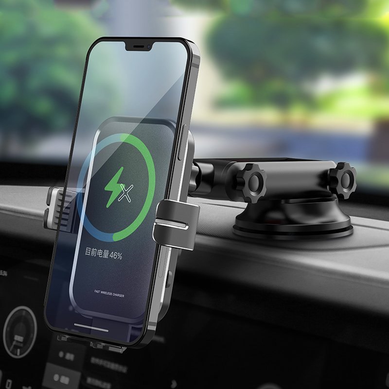 TKT Universal 15W Qi Fast Charging Wireless Car Charger Automatic Clamping Mount for 4.7-6.9 Inch Phones USB Port Holder
