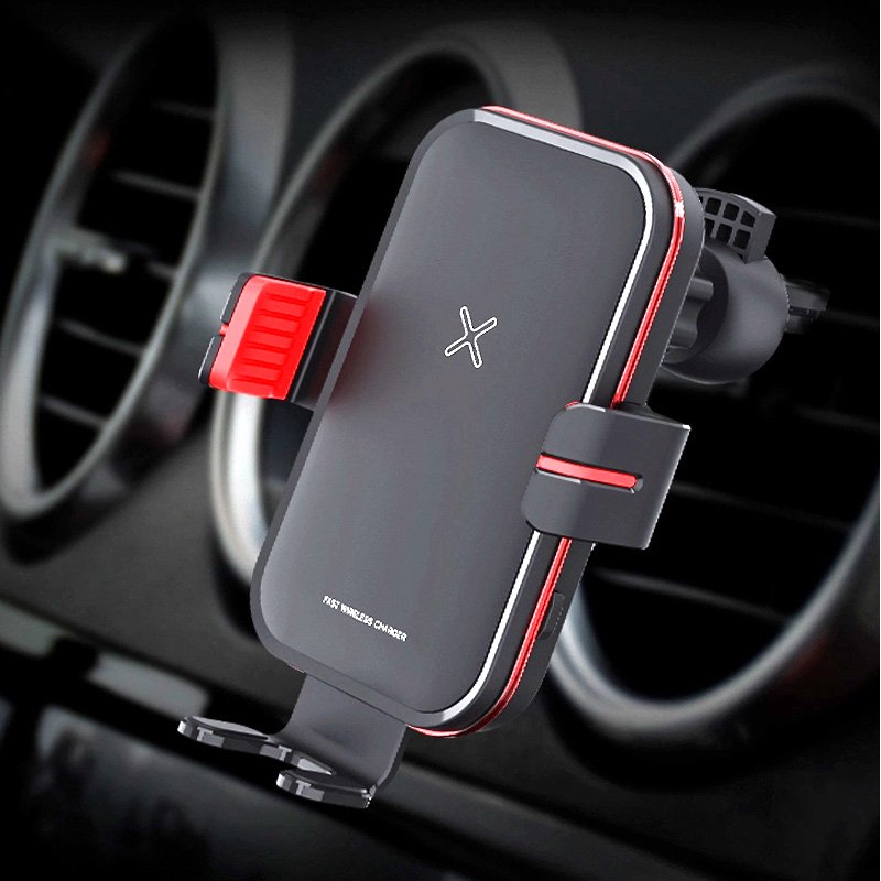 TKT Universal 15W Qi Fast Charging Wireless Car Charger Automatic Clamping Mount for 4.7-6.9 Inch Phones USB Port Holder