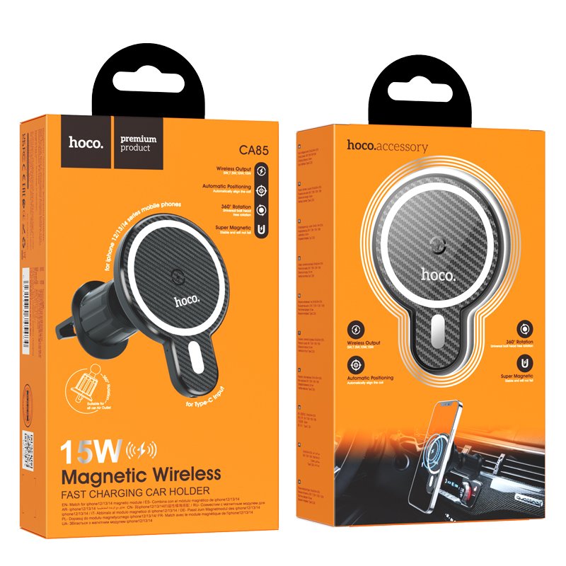 HOCO CA85 Ultra-fast Magnetic Mobile Phone Wireless Charging Car Holder