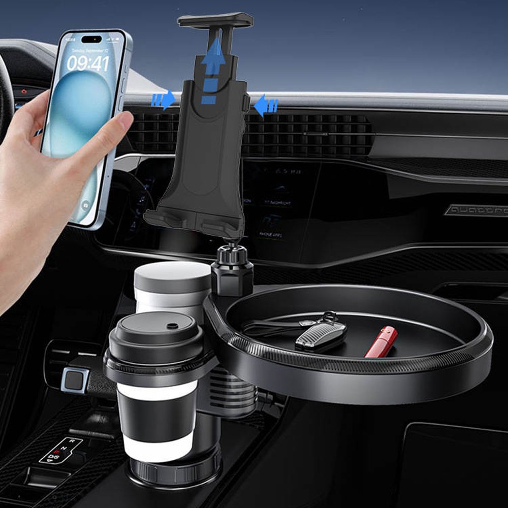 4 IN 1 Car tray water cup mobile phone stand Car navigation mobile phone stand can be rotated drinks coffee storage small table