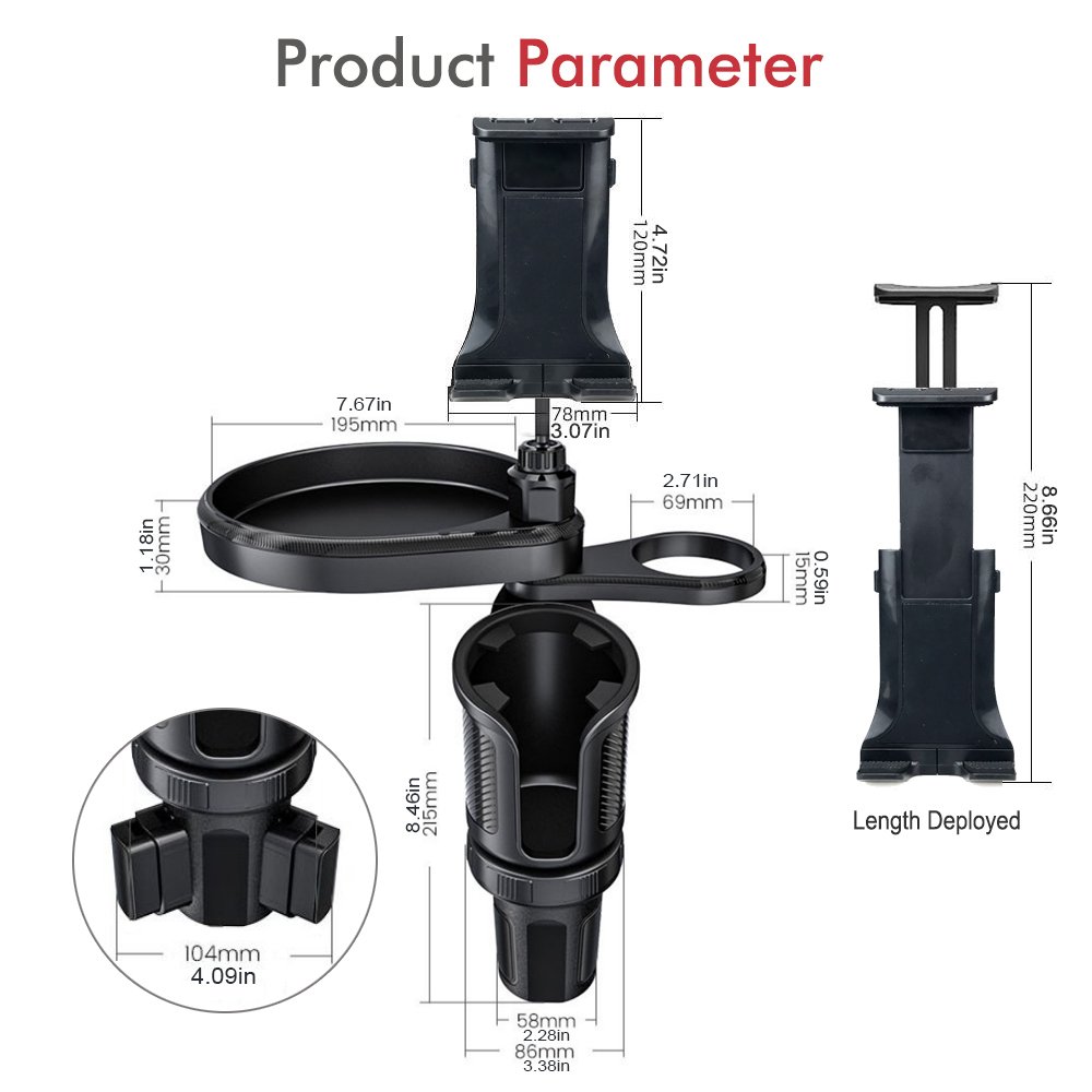 4 IN 1 Car tray water cup mobile phone stand Car navigation mobile phone stand can be rotated drinks coffee storage small table