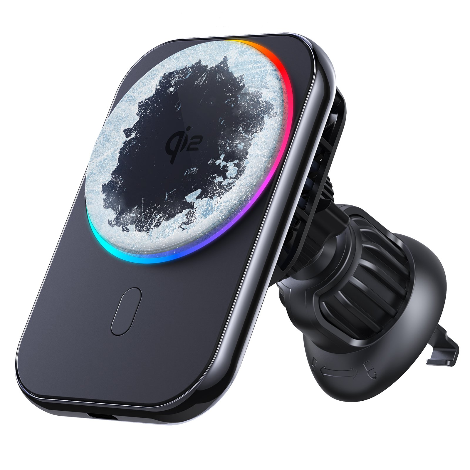 Itian Qi2 Car Charger15W KC Magnetic Car Mount Charger,RGB Light,Ice Cooling for iPhone Wireless Car Charger Phone Holder Mount