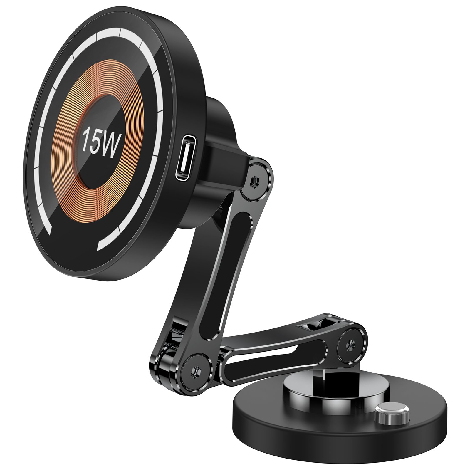 High Quality 15W Wireless Charger Car Phone Holders Stand Magnetic 360 Rotation Foldable Car Phone Mount Holder for Tesla Phone