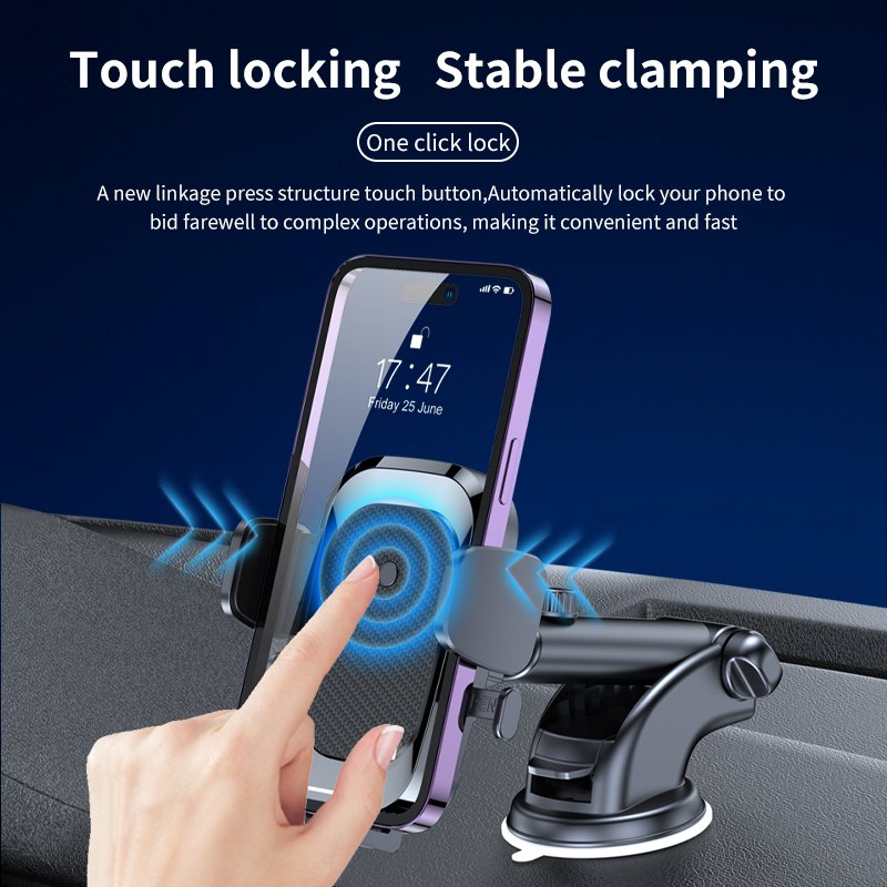 Factory Wholesale Telescopic Dashboard ABS Car Phone Holder Suction Cup Type with Adjustable Clip for Smartphone Use Cars Trucks