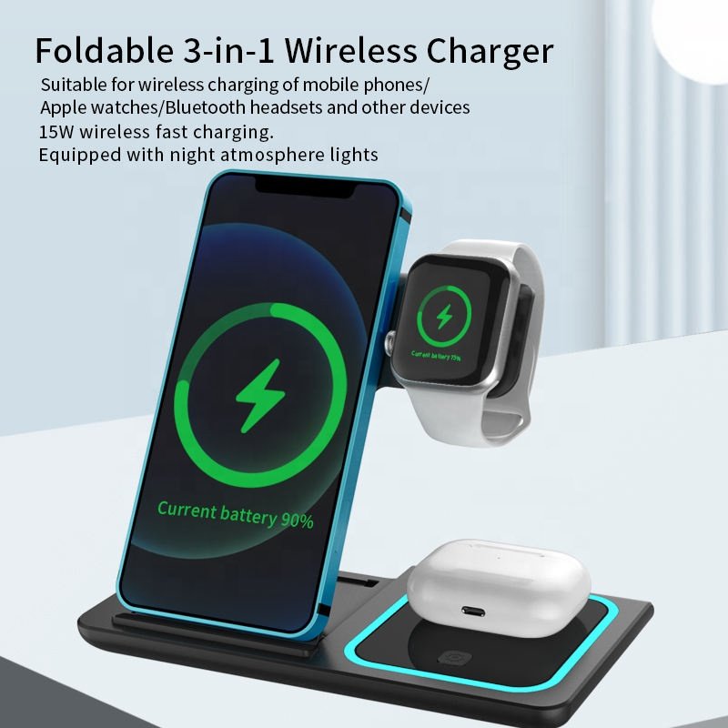 Strong Magnetic 3 in 1 Wireless Charger For iphone 15 14 Fast Charging For Apple Watch 8 7 SE Wireless Charger For Airpods