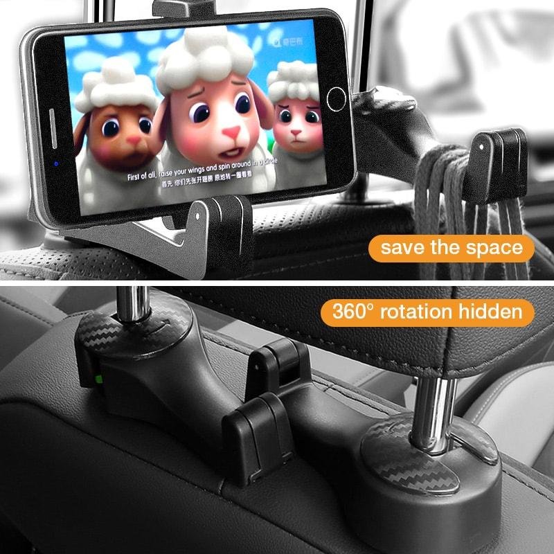 Car Headrest Hook Phone Holder 2 in 1 Auto Vehicle Back Seat Headrest car accessories back seat headrest hook phone holder