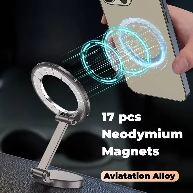 top seller Dashboard magnetic Folding Phone Holder for Car 360 Rotation Strong Magnet Car Mount For iPhone 15