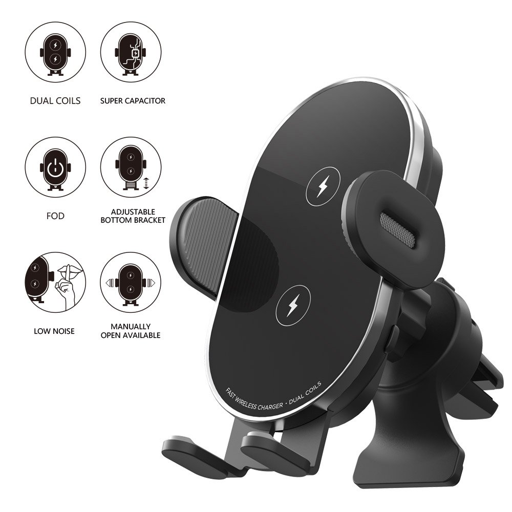 Best Selling Products 2024 Dual Coil 15w Wireless Charger Car Mount Mobile Phone Holder