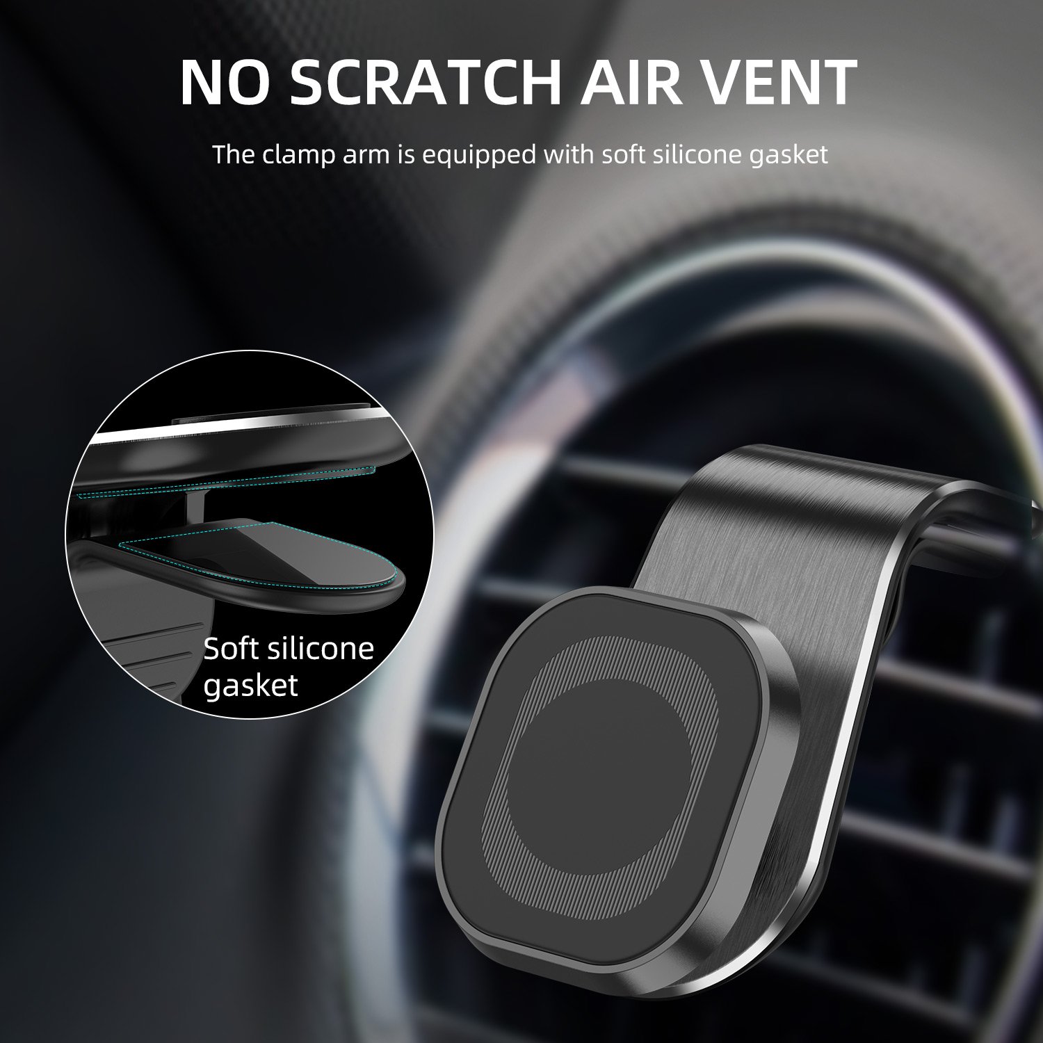 USLION Hot Selling Smartphone Holder 360 rotation L shape magnetic power air vent magnetic car mount mobile phone holder