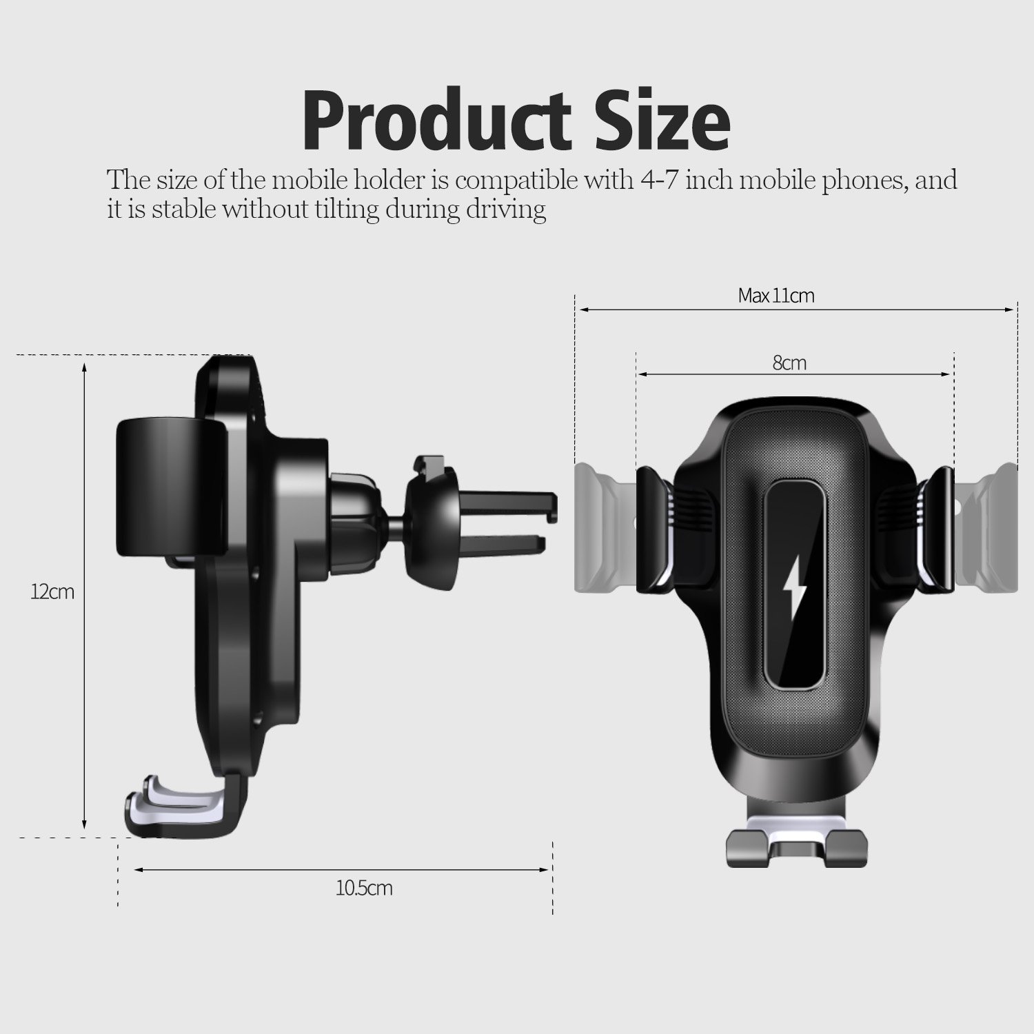 Best Selling 15W Qi Fast Charging Custom Logo Car Phone Holder With Wireless Charger Car Air Vent Mount Mobile Phone Accessories