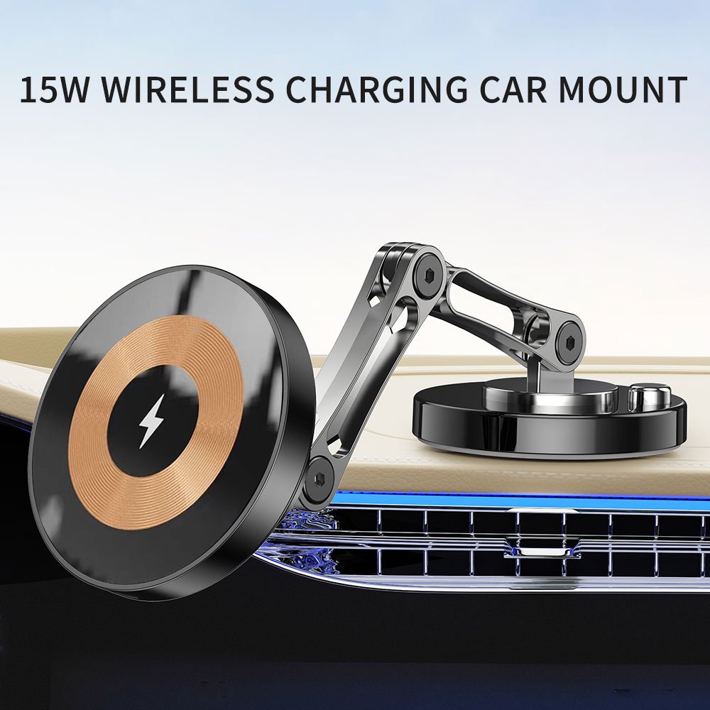 Mingcard 15w wireless charging car holder dashboard stick-on navigation bracket for magsafe magnetic suction 360degree rotation