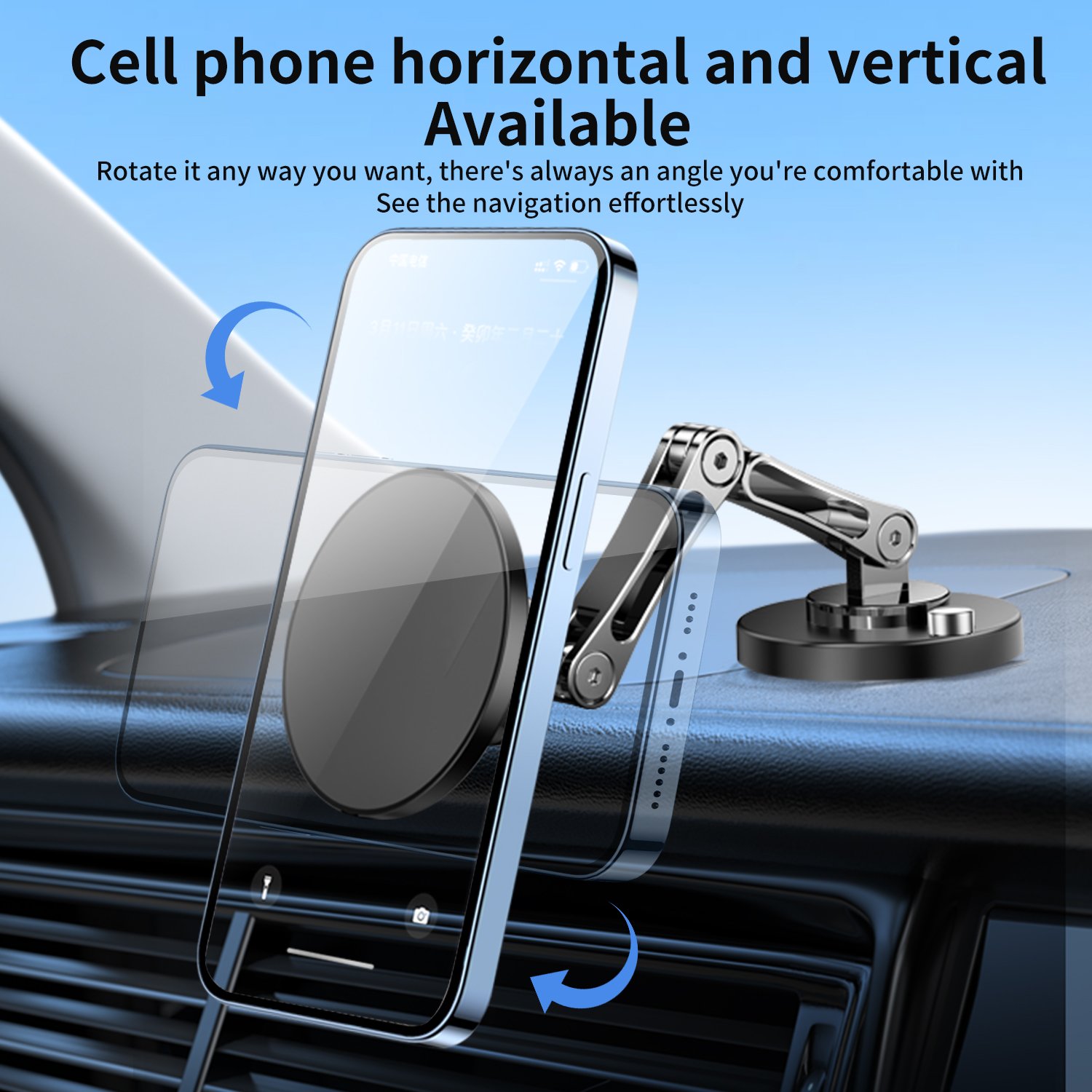 Mingcard 15w wireless charging car holder dashboard stick-on navigation bracket for magsafe magnetic suction 360degree rotation
