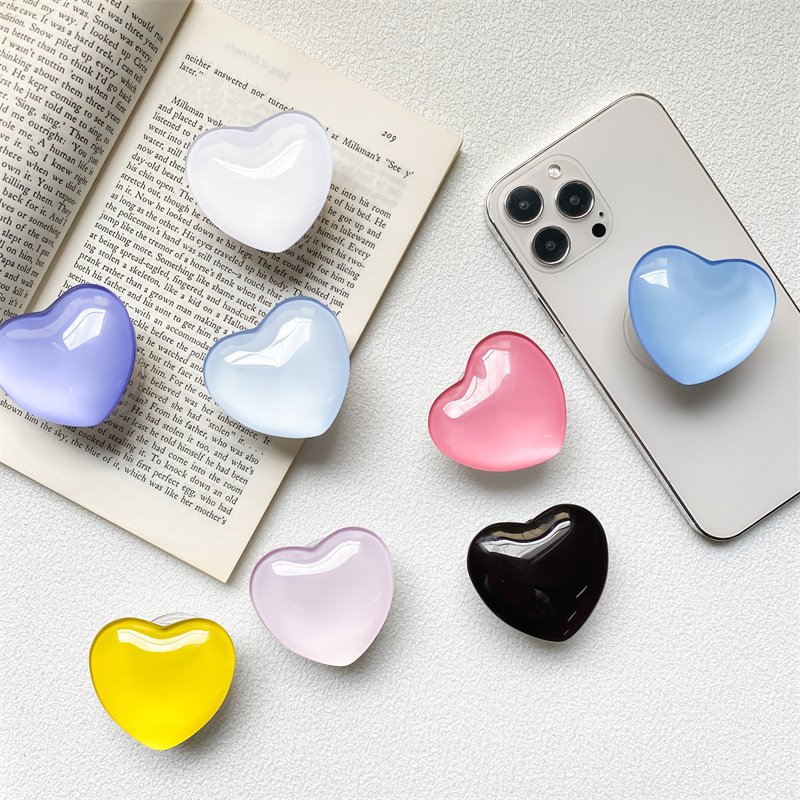 Best selling Glitter Bling Bling Core Shape Glass Mobile Accessories Phone Socket Grip cellphone stand Table phone Holder
