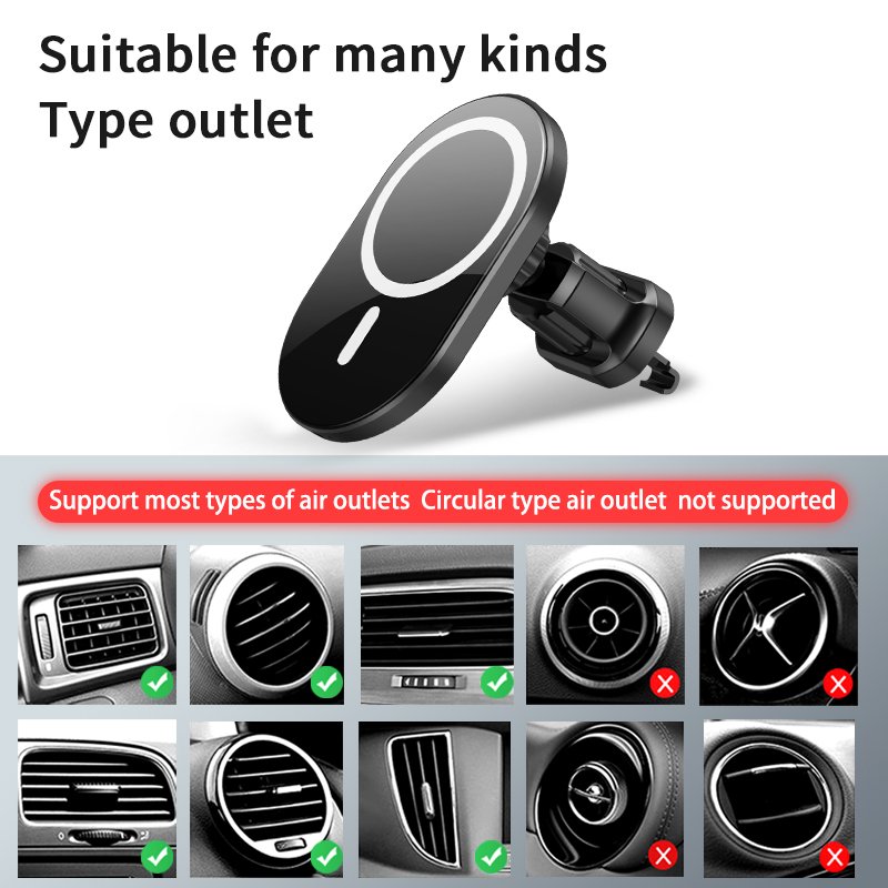 Magnetic 15w Wireless Charging Stand Mobile Phone Magnet Holder Mount And Fast FCC Wireless Car Charger