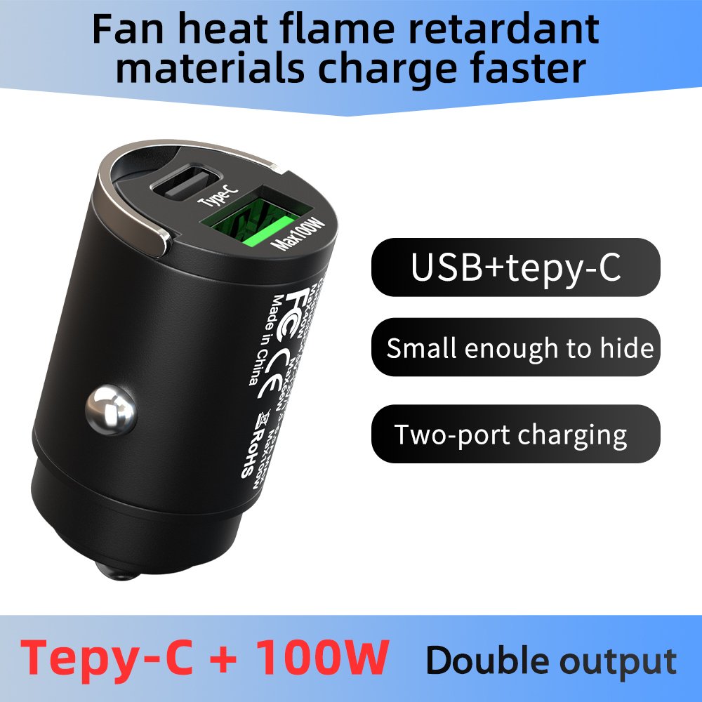 2024 In Stock Pull Ring Metal USB Holder High Speed Port Type-c and Max 100W Fast Car Adapter Charging Station Charger