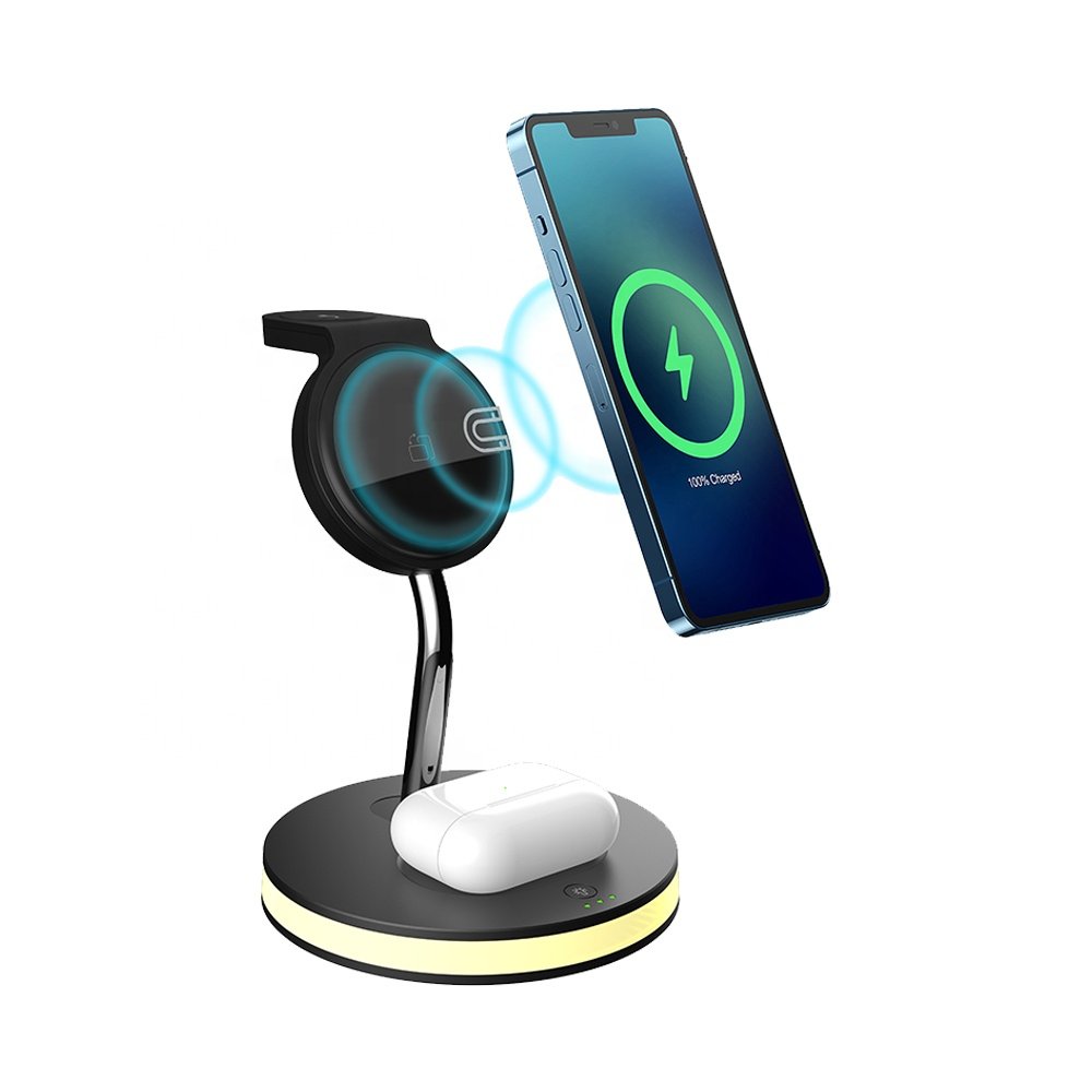 Discounts 3 in 1 Wireless Charging Station Mobile Phone Holder Portable 15W Fast Wireless Charger for Iphone