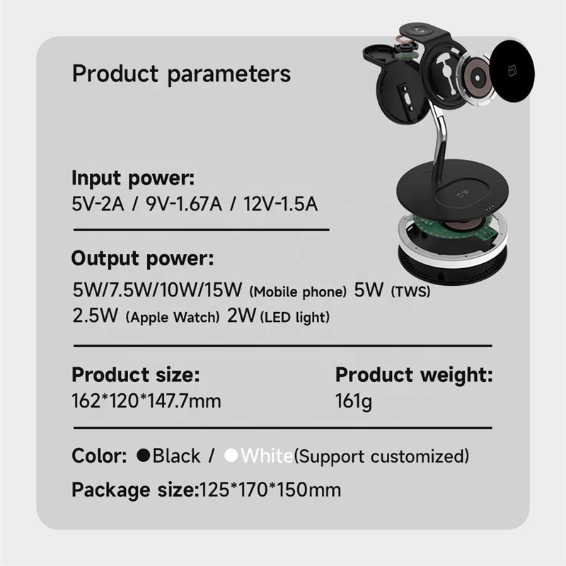 Discounts 3 in 1 Wireless Charging Station Mobile Phone Holder Portable 15W Fast Wireless Charger for Iphone