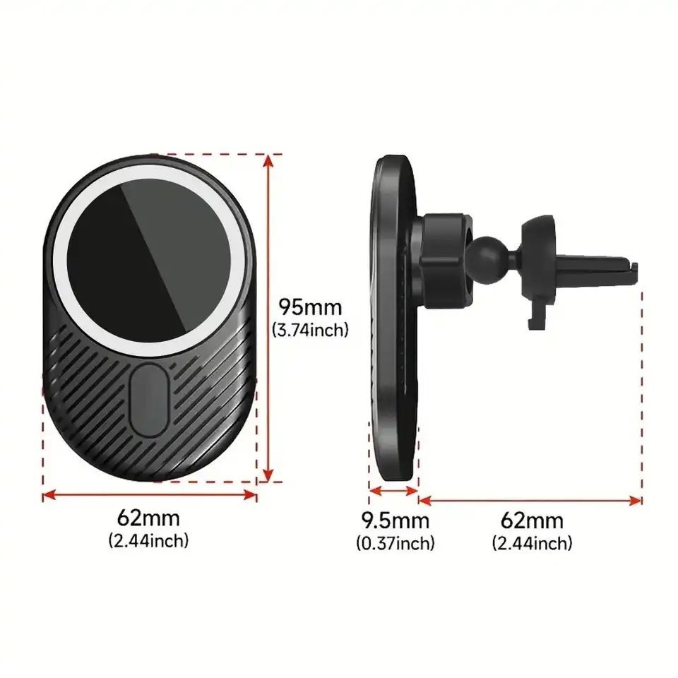 15w Magnetic Car Wireless Charger Mount Strong Magnet Fast Charging Car Phone Holder Magnetic Wireless Car Charger